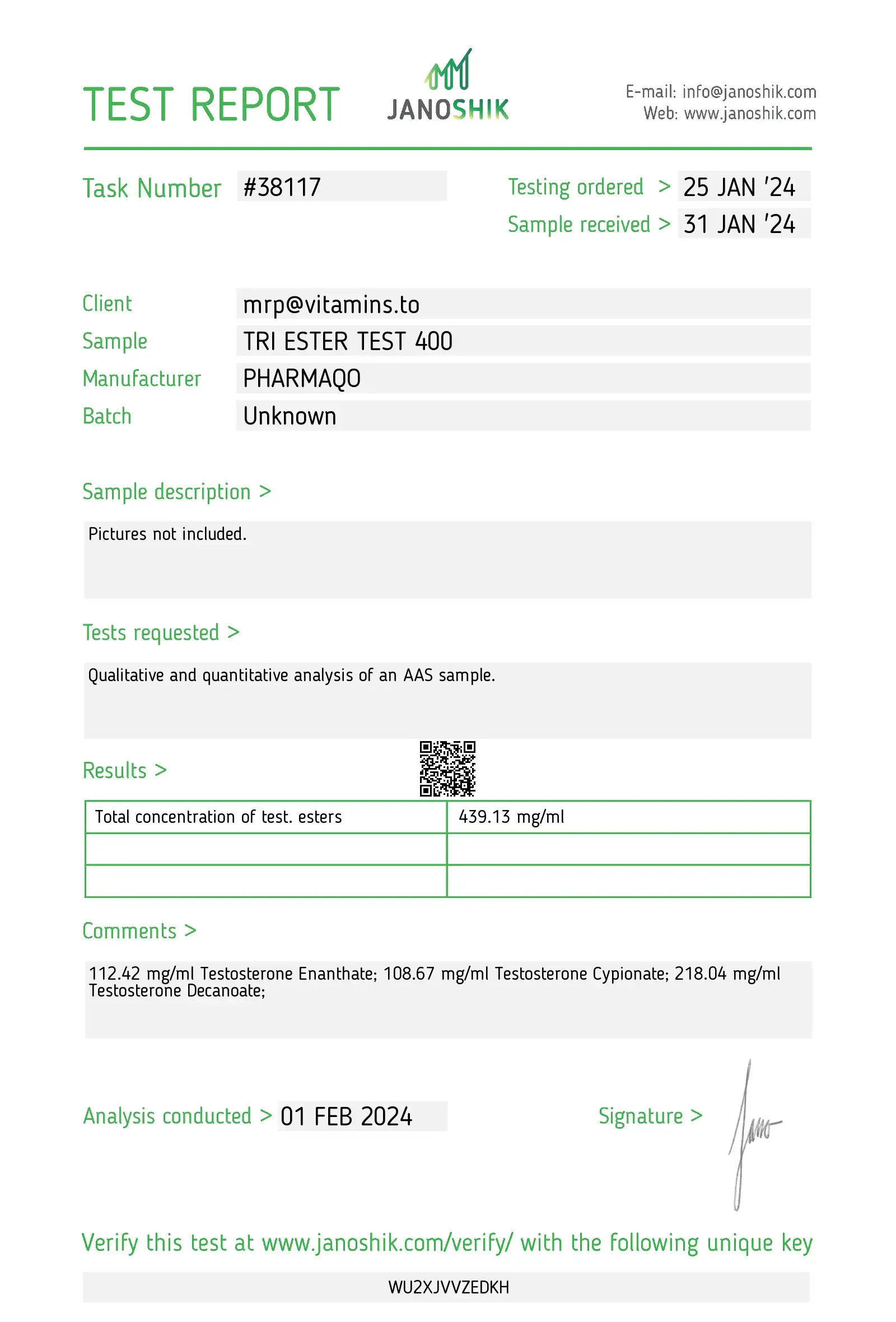 Tri-Ester Test 400 – Pharmaqo Labs - Imagen 2
