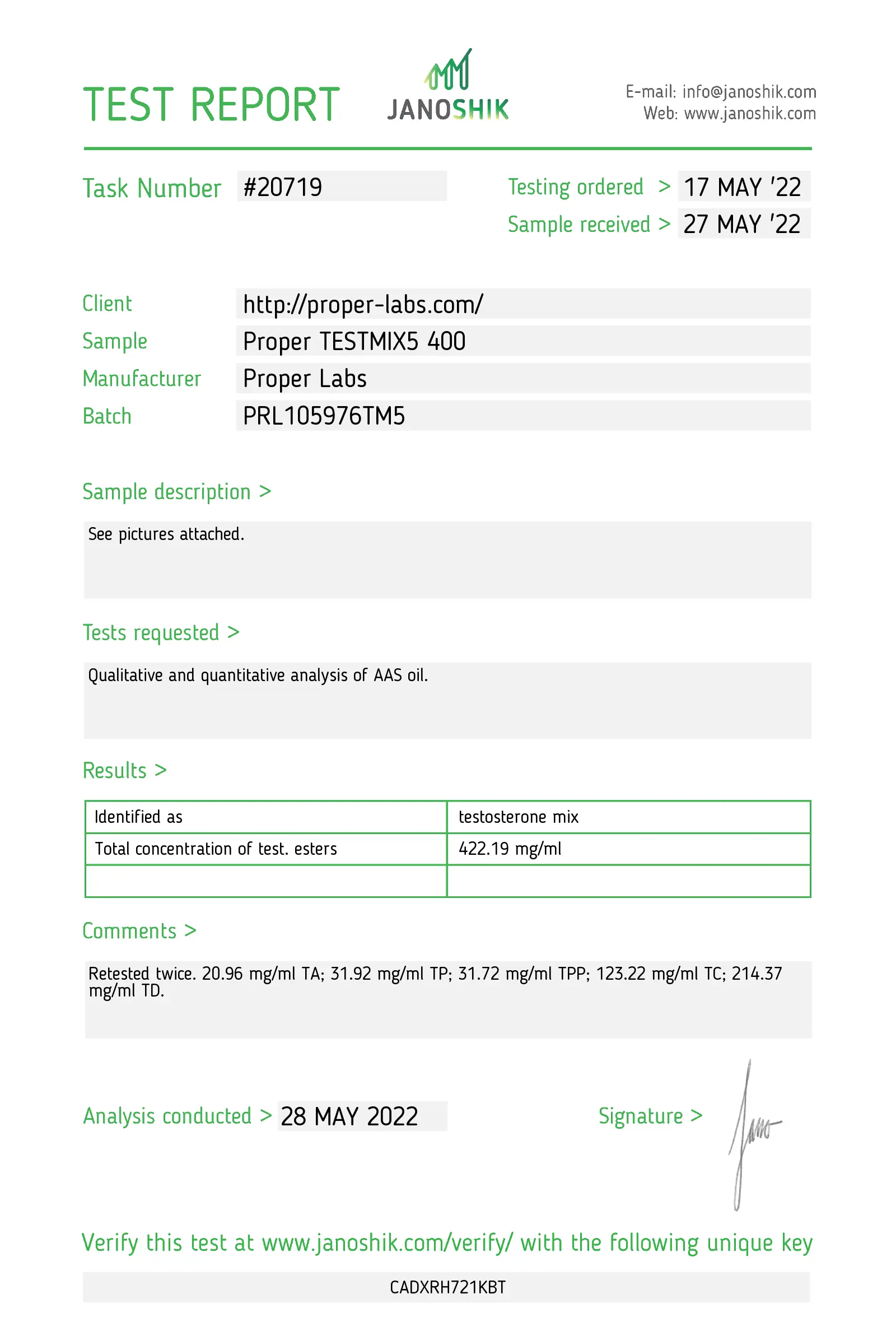 Testosterone Mix5 400 – Proper Labs - Imagen 2